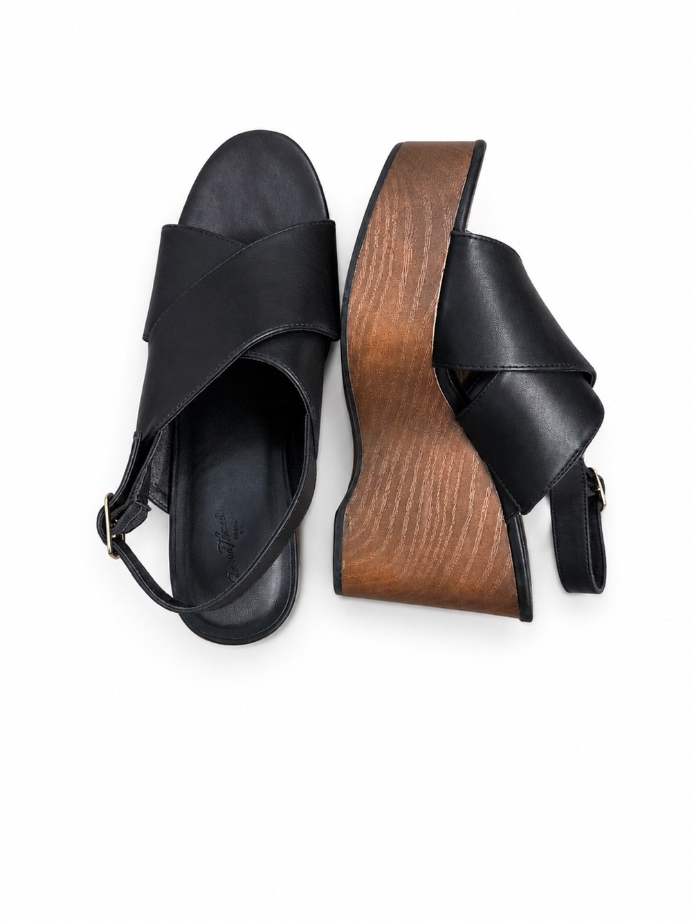 Universal Thread Black Platform Wedge Sandals Women’s Size 8.5 Slingback Shoes
